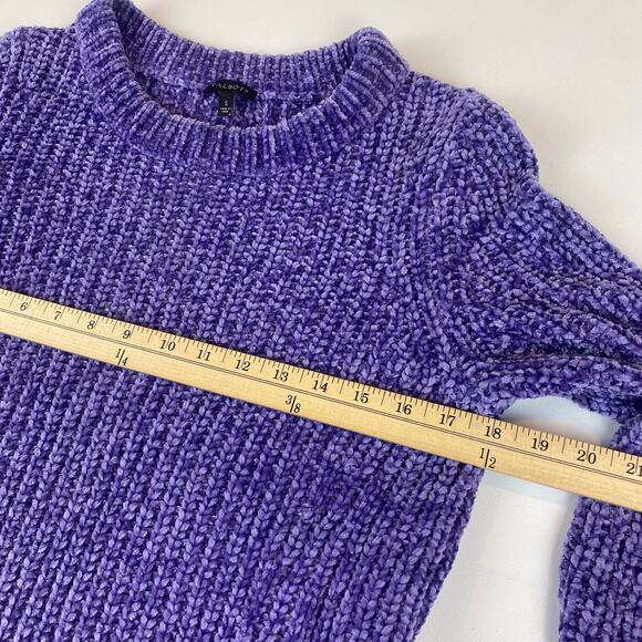 Talbots purple chenille knit crewneck sweater Cozy Winter Sz Small - Picture 5 of 9
